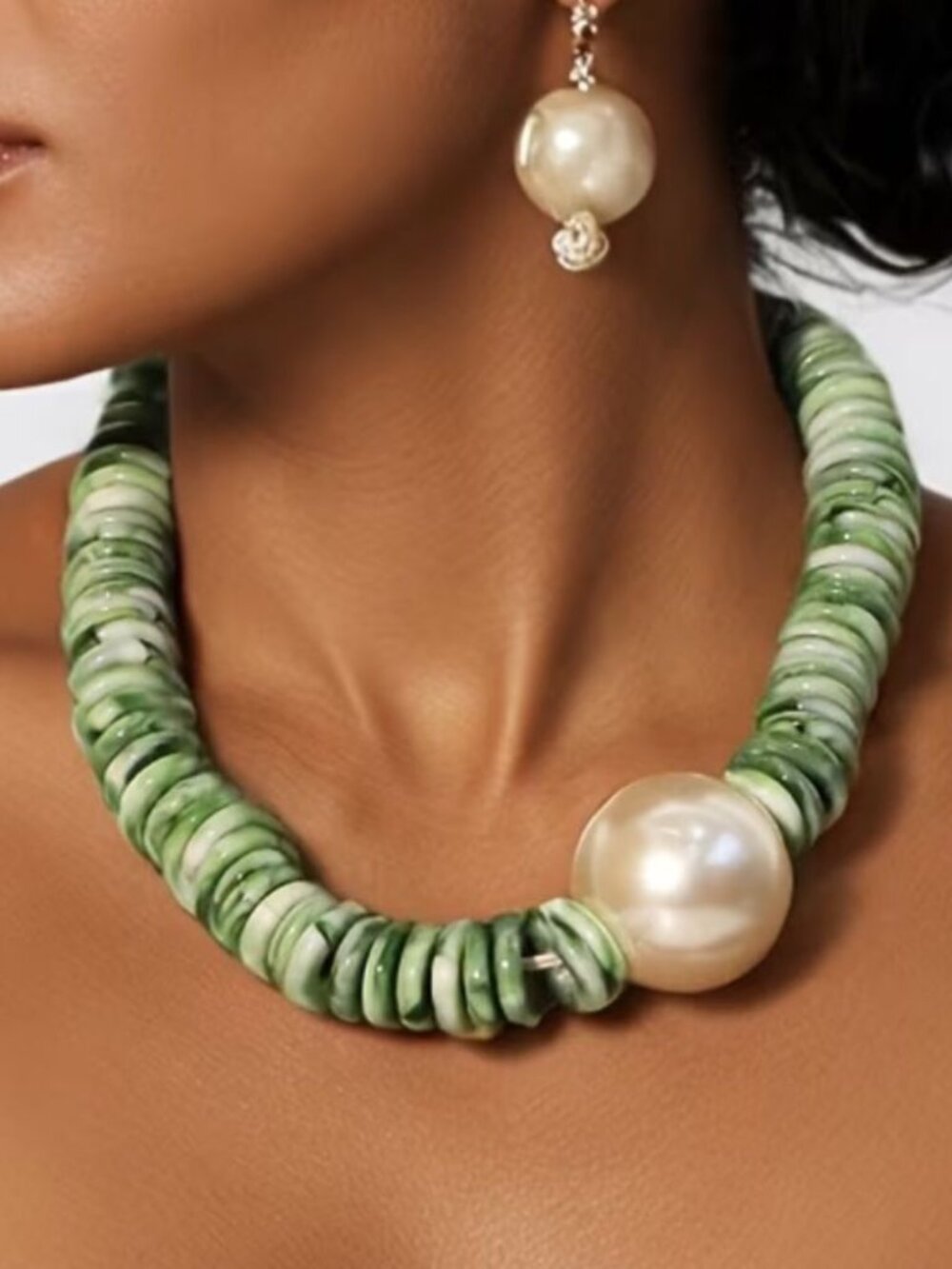 Turquoise and PearlBeaded Necklace N833